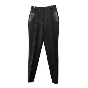 Alexander Wang Dress Pants Womens 4 Black High Rise Tapered Leg Leather Trim